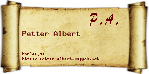 Petter Albert névjegykártya